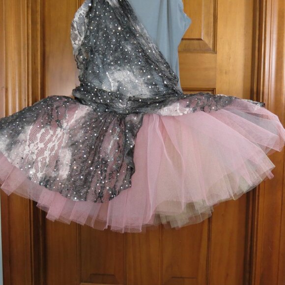 Curtain Call Grey/Pink/Black Ballet Tutu Silver Sequins Adult M - Picture 3 of 8